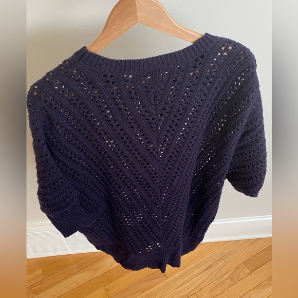 Navy soft asymmetrical open knit sweater by Cupcakes and Cashmere - Picture 11 of 14